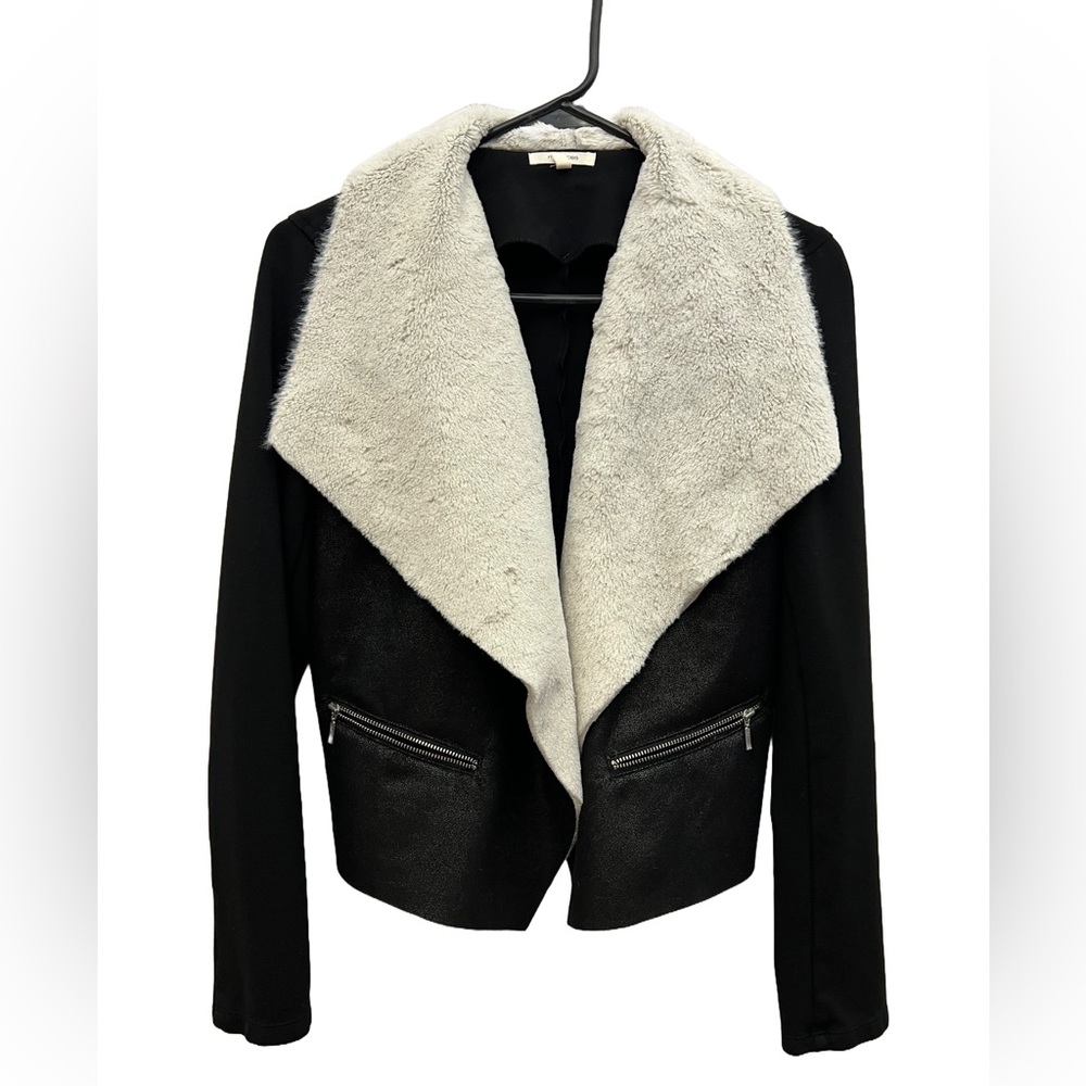 Faux fur black and white fashion jacket